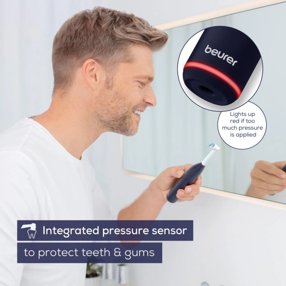 Beurer TB 50 Electric toothbrush; Integr. pressure sensor; 3 cleaning programs; 45 days Battery life; 2-min timer; Oscillating