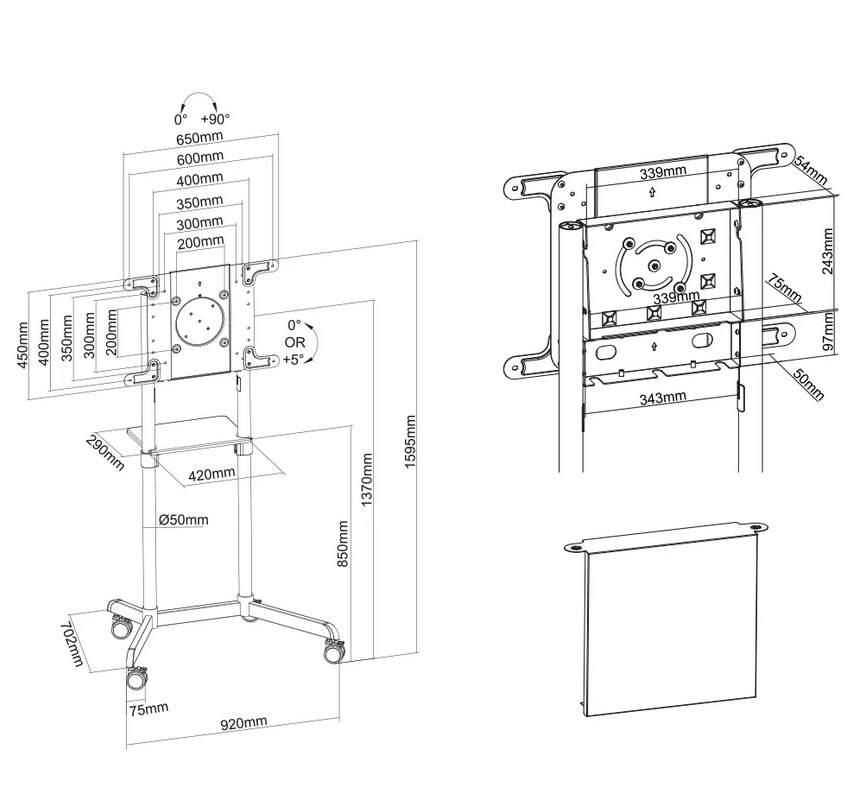Neomounts Mobile Flat Screen Floor Stand (height: 160 cm)