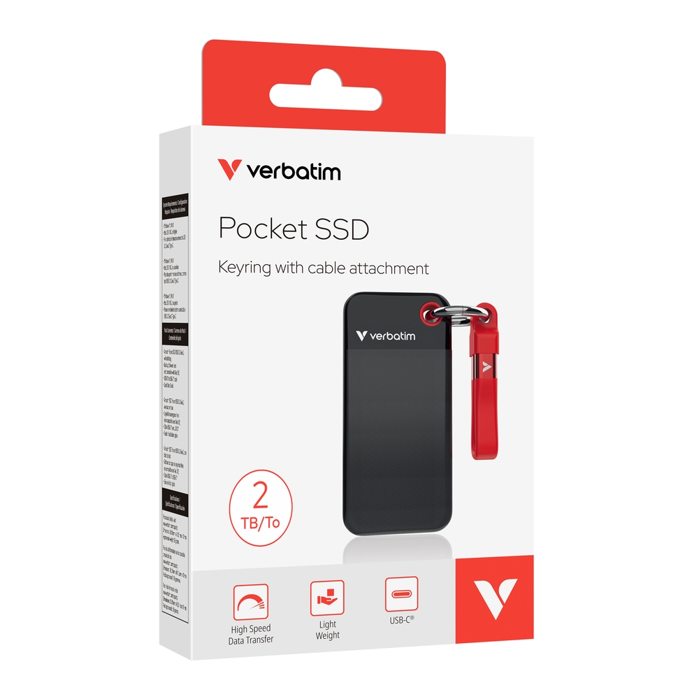 Verbatim Pocket SSD USB 3.2 Gen 2 2TB Black/Red