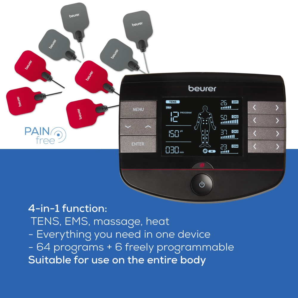 Beurer EM 89 Heat Digital TENS/EMS device with heat function; 4-in-1 function: TENS