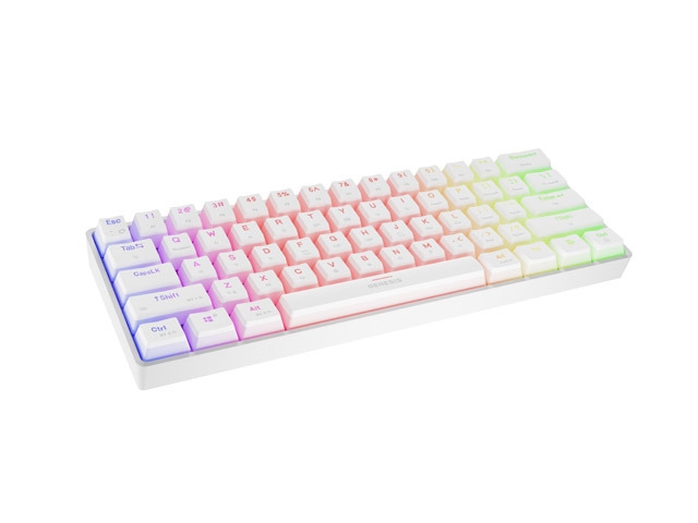 Genesis Mechanical Gaming Keyboard Thor 660 G2 Wireless RGB Backlight WHITE GATERON RED