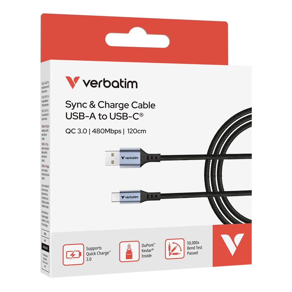 Verbatim Sync & Charge USB-A to USB-C 18W 120 cm