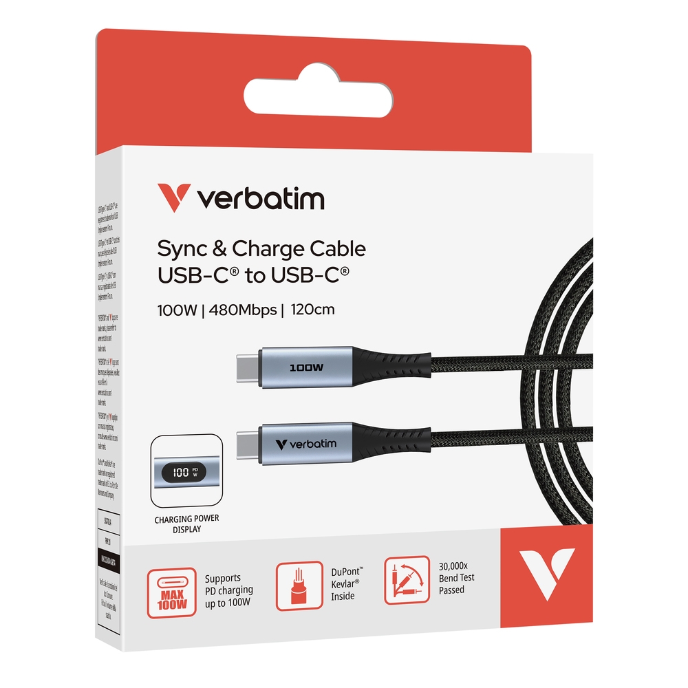 Verbatim Sync & Charge USB-C to USB-C 100W Display 120 cm