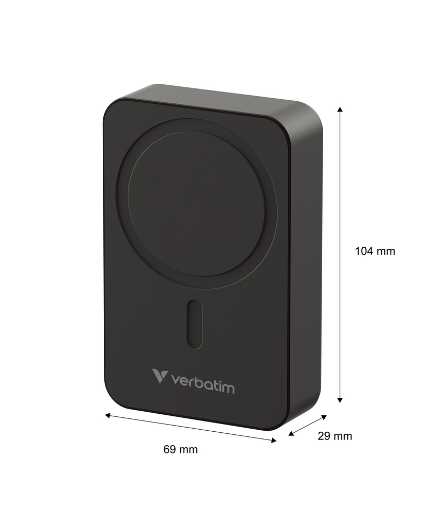 Verbatim Charge 'n' Go Essentials Power Bank Magnetic Wireless 20000mAh Black