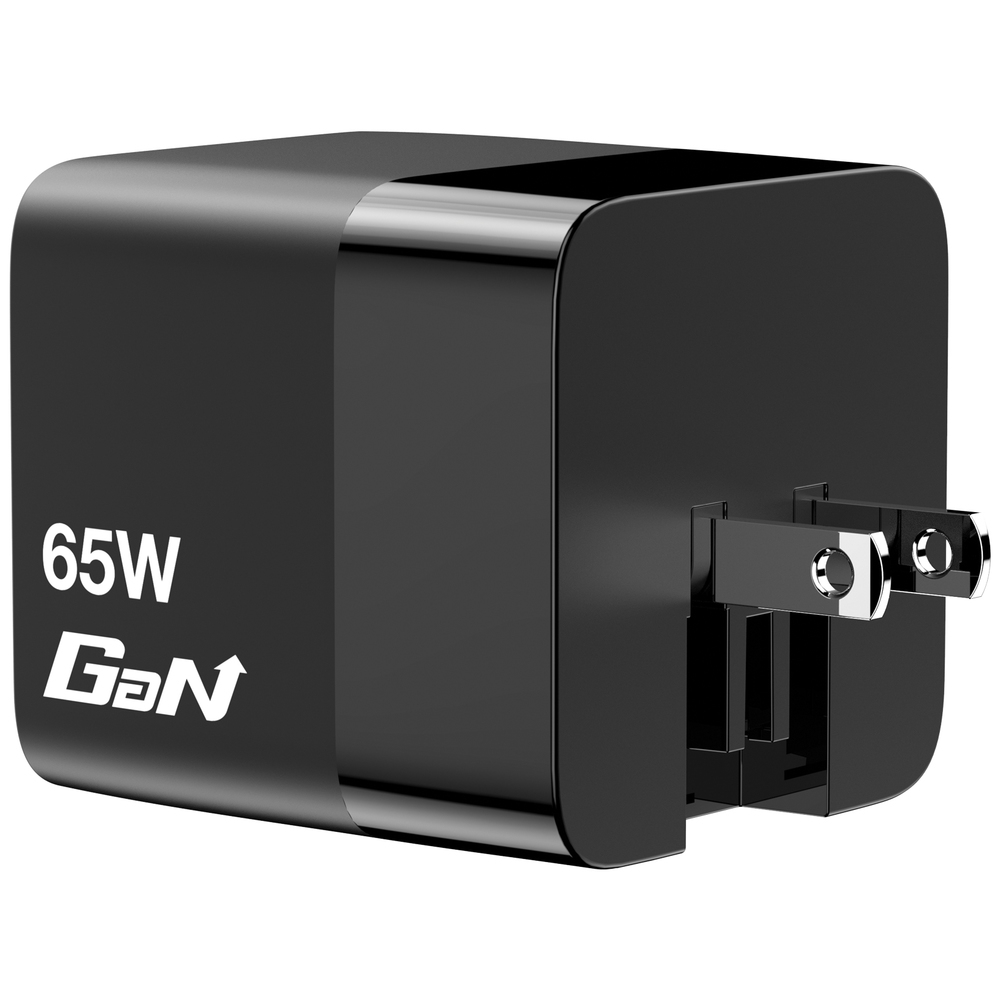 Verbatim Mini GaN Charger 65W 2 Port retractable cable display US plugs with EU and UK adaptors