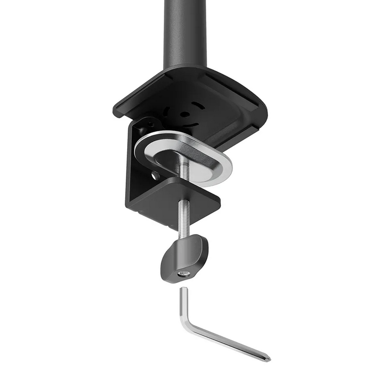 Neomounts Nero Triple Flat Screen Desk Mount (phone holder+Quick-fix clamp/grommet)