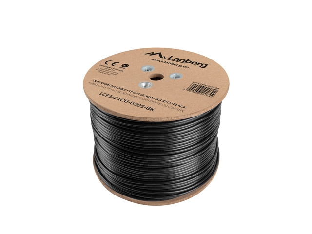 Lanberg LAN cable CAT.5e ftp 305m solid outdoor cu black fluke passed