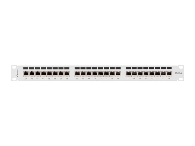 Lanberg patch panel 24 port 1U 19" CAT.6a ftp with cable organizer shielded grey