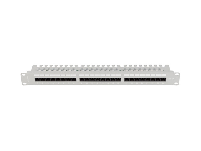 Lanberg patch panel 24 port 1U 19" CAT.6a utp with cable organizer grey