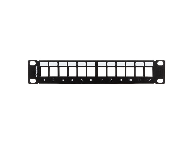 Lanberg patch panel blank 12 port 1U with organizer for keystone modules black
