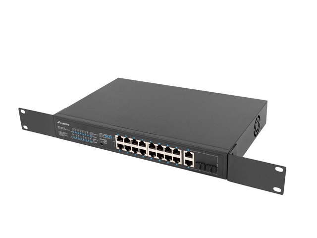 Lanberg switch 16x 100mb poe+/2x 1GB/1x sfp rack 19" unmanaged gigabit ethernet 250w