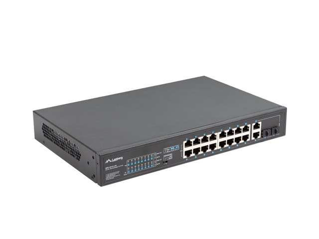 Lanberg switch 16x 100mb poe+/2x 1GB/1x sfp rack 19" unmanaged gigabit ethernet 250w