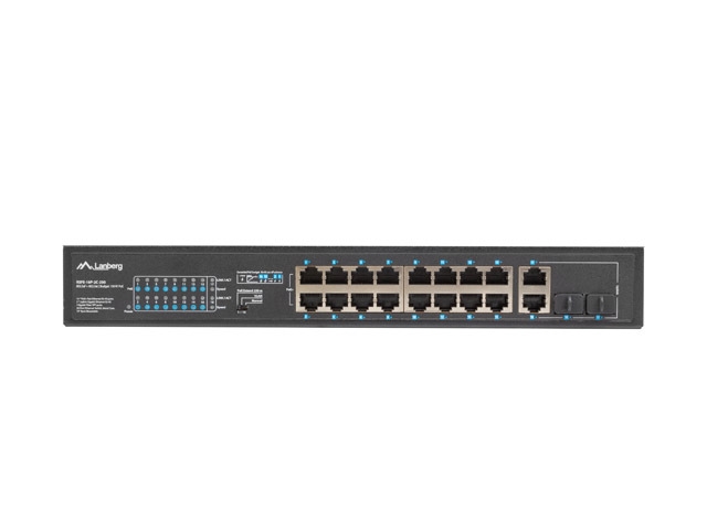 Lanberg switch 16x 100mb poe+/2x 1GB/1x sfp rack 19" unmanaged gigabit ethernet 250w