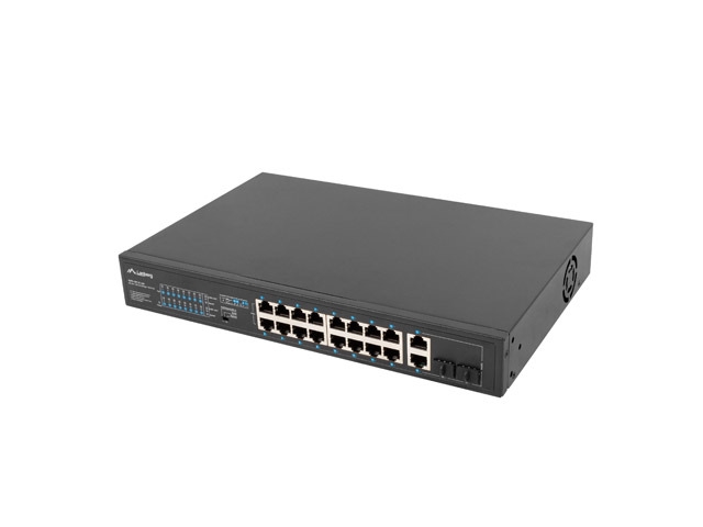Lanberg switch 16x 100mb poe+/2x 1GB/1x sfp rack 19" unmanaged gigabit ethernet 250w