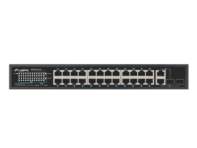 Lanberg switch 24x 100mb poe+/2x combo rack 19" gigabit ethernet 360w v2