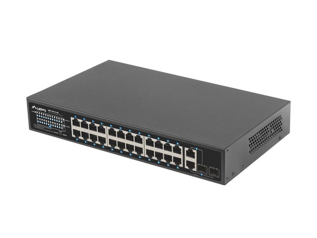 Lanberg switch 24x 100mb poe+/2x combo rack 19" gigabit ethernet 360w v2