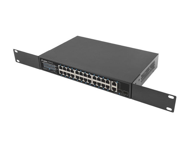 Lanberg switch 24x 100mb poe+/2x combo rack 19" gigabit ethernet 360w v2