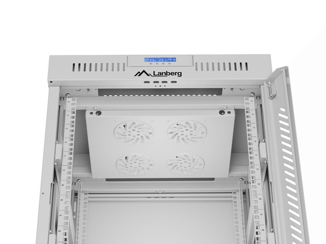 Lanberg rack cabinet 19" free-standing 15U/600x600 (flat pack) with glass door lcd grey v2