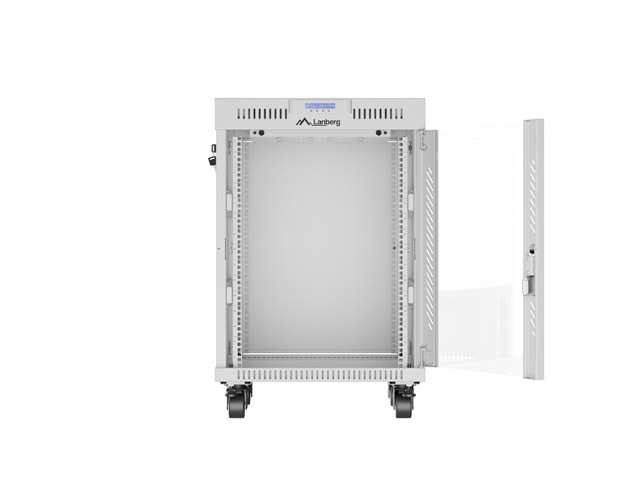 Lanberg rack cabinet 19" free-standing 15U/600x600 (flat pack) with glass door lcd grey v2