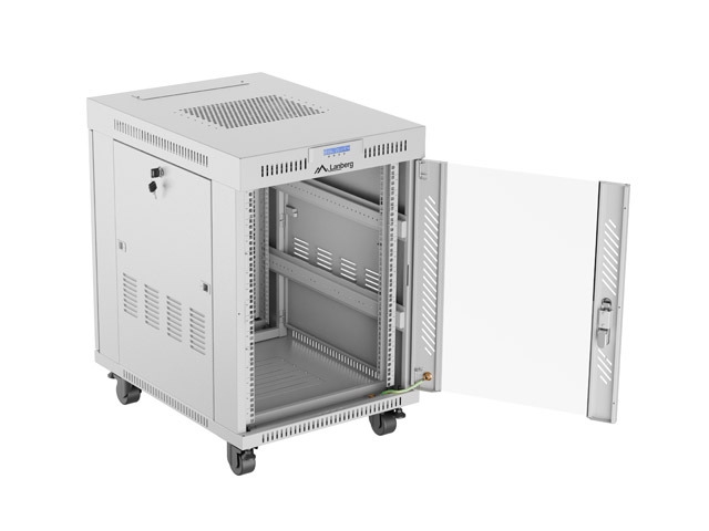Lanberg rack cabinet 19" free-standing 15U/600x800 (flat pack) with glass door lcd grey v2