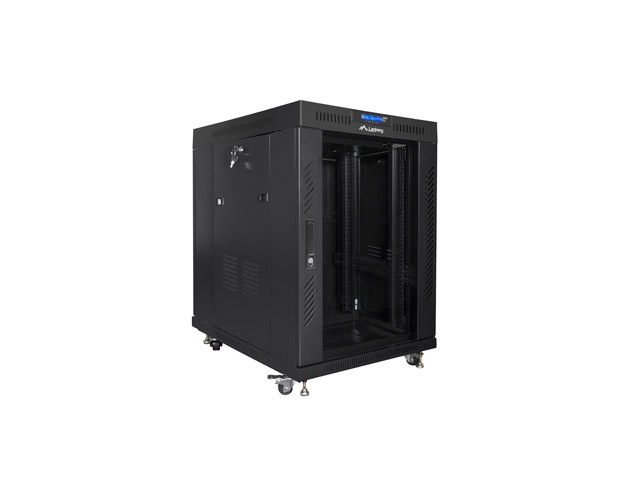 Lanberg rack cabinet 19" free-standing 15U/800x1000 (flat pack) with glass door lcd black v2