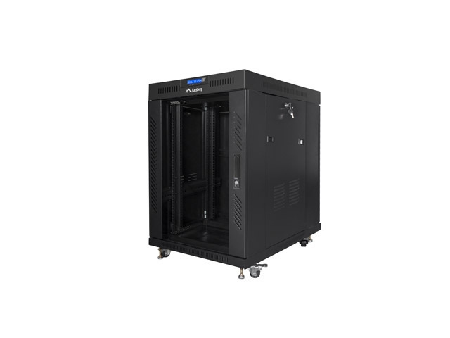 Lanberg rack cabinet 19" free-standing 15U/800x1000 (flat pack) with glass door lcd black v2