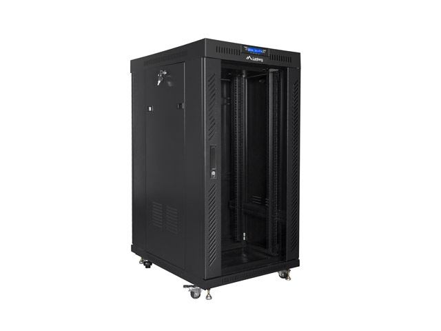 Lanberg rack cabinet 19" free-standing 22U/600x800 (flat pack) with glass door lcd black v2