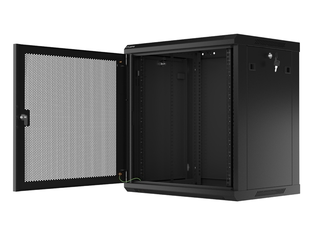 Lanberg rack cabinet 19" wall-mount 12U/600x450 with perforated door black (flat pack)