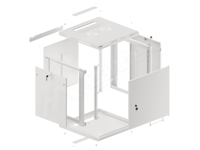 Lanberg rack cabinet 19" wall-mount 12U/600x600 for self-assembly with metal door grey (flat pack)