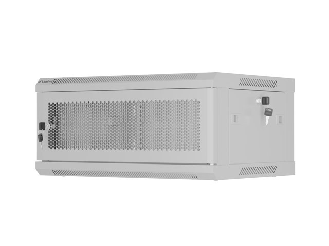 Lanberg rack cabinet 19" wall-mount 4U/600x450 with perforated door grey (flat pack)