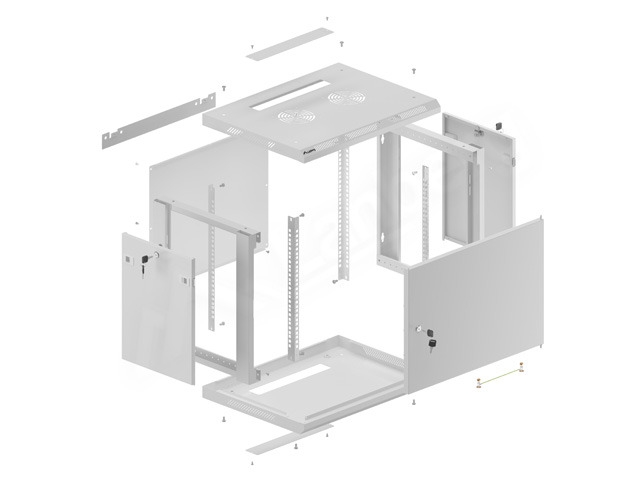 Lanberg rack cabinet 19" wall-mount 9U/600x450 for self-assembly with metal door grey (flat pack)