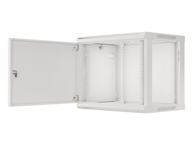 Lanberg rack cabinet 19" wall-mount 9U/600x450 for self-assembly with metal door grey (flat pack)