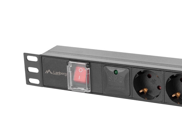 Lanberg power distribution unit (pdu) 19" 1U 16a 2m 6x schuko outlets black