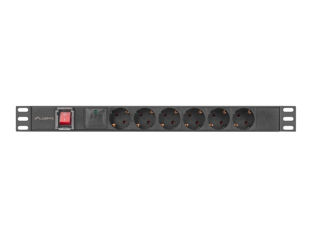 Lanberg power distribution unit (pdu) 19" 1U 16a 2m 6x schuko outlets black