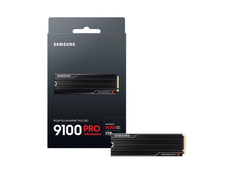 Samsung SSD 9100 PRO 1TB Heatsink PCIe 5.0 NVMe 2.0 M.2 Read 14700 MB/s Write 13300 MB/s