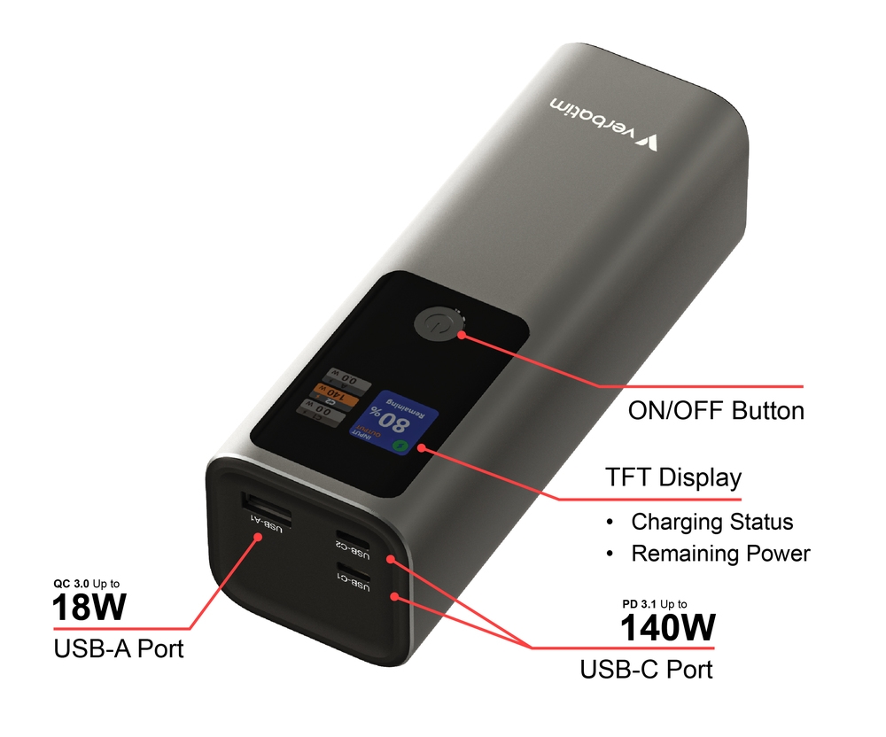 Verbatim Charge 'n' Go Power Bank 27000mAh 183W Grey