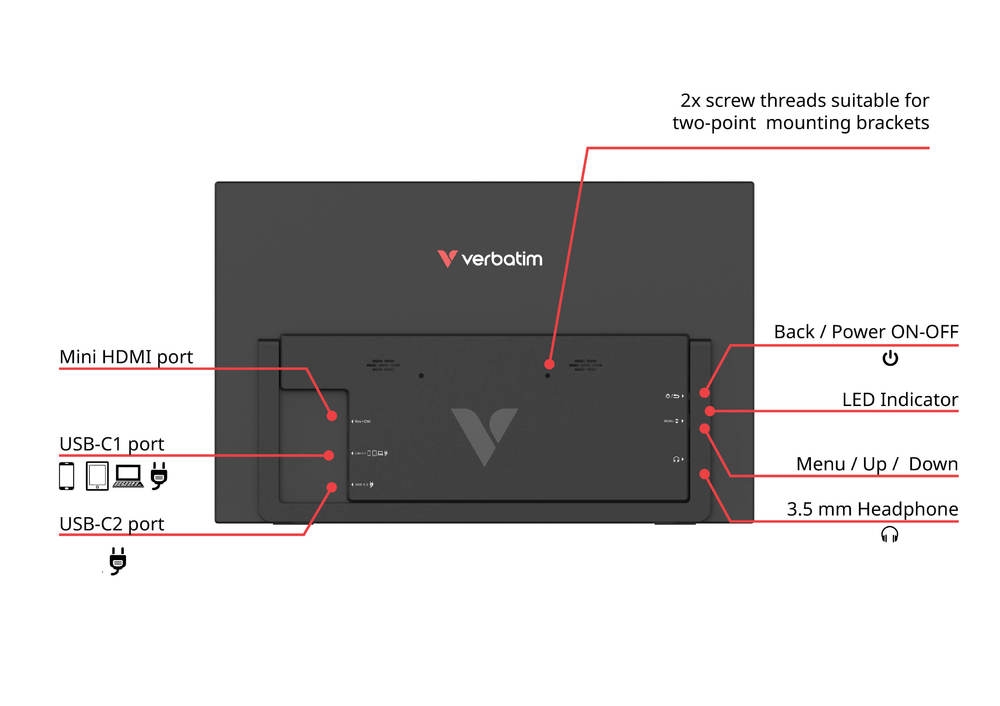 Verbatim Portable 14" FHD Touch Monitor LIGHT