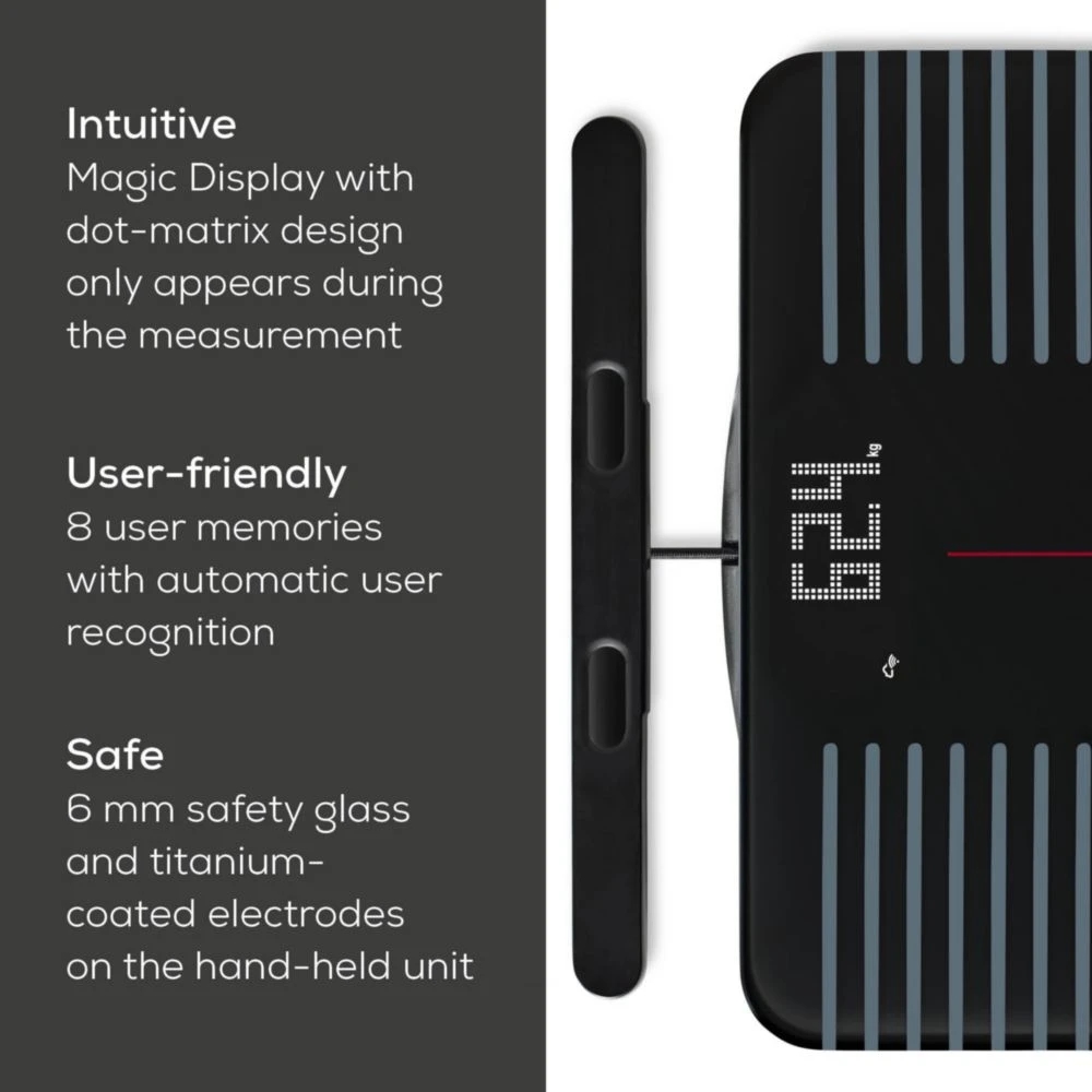 Beurer BF 990 WIFI/Bluetooth 8-electrode diagnostic bathroom scale with extendable handpiece for full body analysis; 5 activity levels; 8 user memories; 180 kg