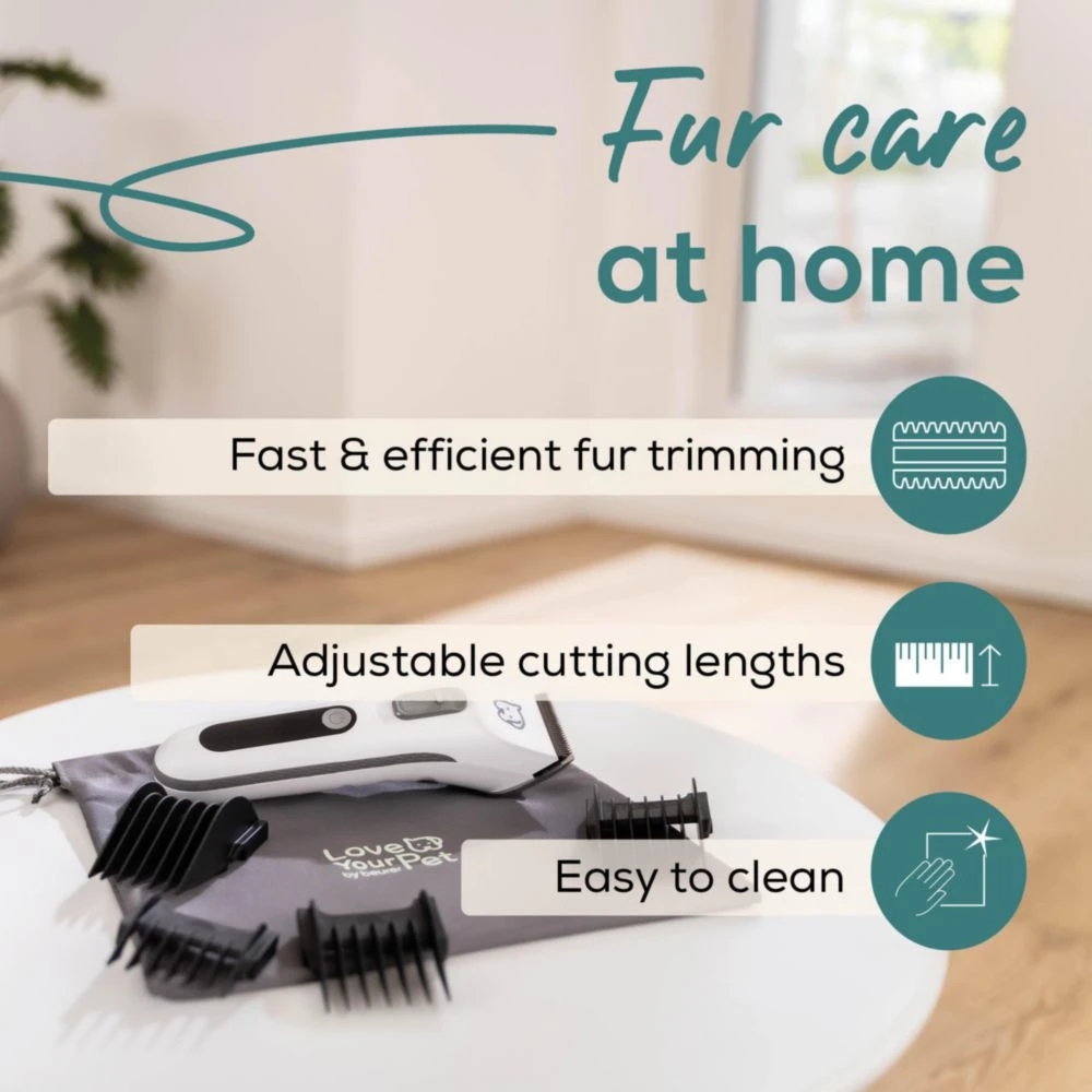Beurer PP 110 Fluffy Professional grooming for dogs and cats;individually adjustable cutting lengths and extra-long battery life;Quiet motor;Wide stainless steel blade