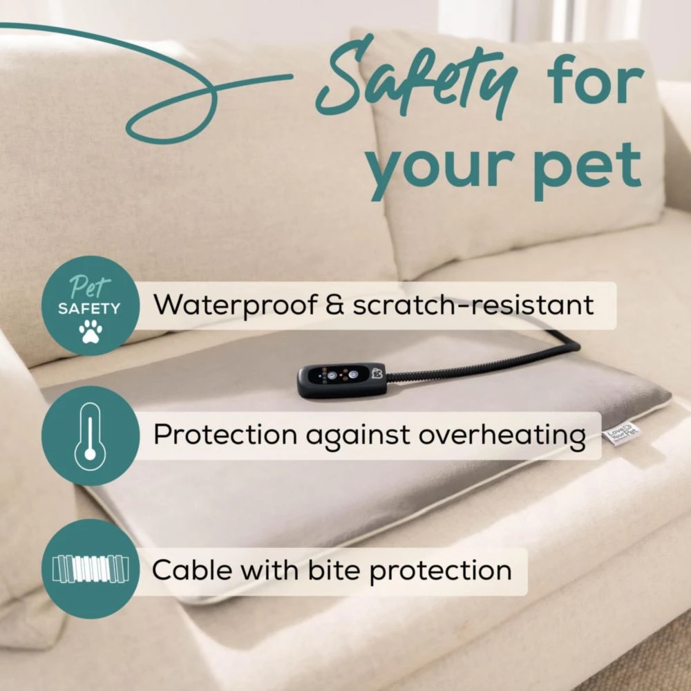 Beurer PP 220 Sammy Large heating mat for dogs and cats; Proven safety; Integrated bite protection on the power cable&protected heating element; Machine-washable cover and waterproof heating element