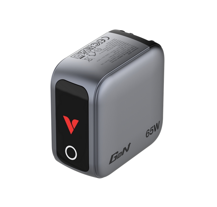 Verbatim Mini GaN Charger 65W with Display + 60W USB-C to USB-C Cable (Charger and Data transfer) Grey