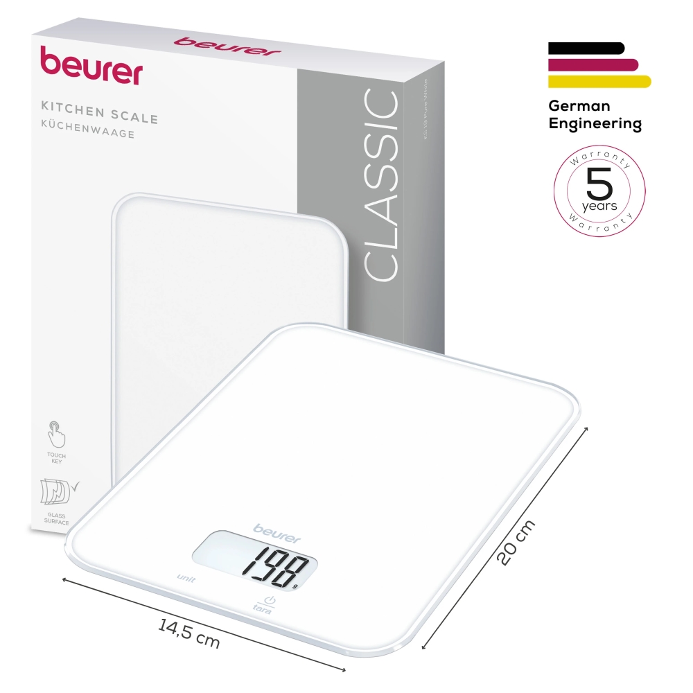 Beurer KS 19 Pure White kitchen scale; 5 kg / 1 g