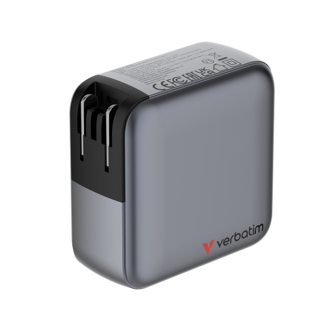 Verbatim Mini GaN Charger 140W with Display + 140W USB-C to USB-C Cable (Charger and Data transfer) Grey