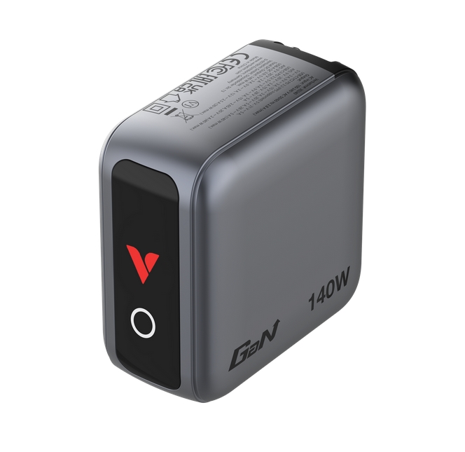 Verbatim Mini GaN Charger 140W with Display + 140W USB-C to USB-C Cable (Charger and Data transfer) Grey