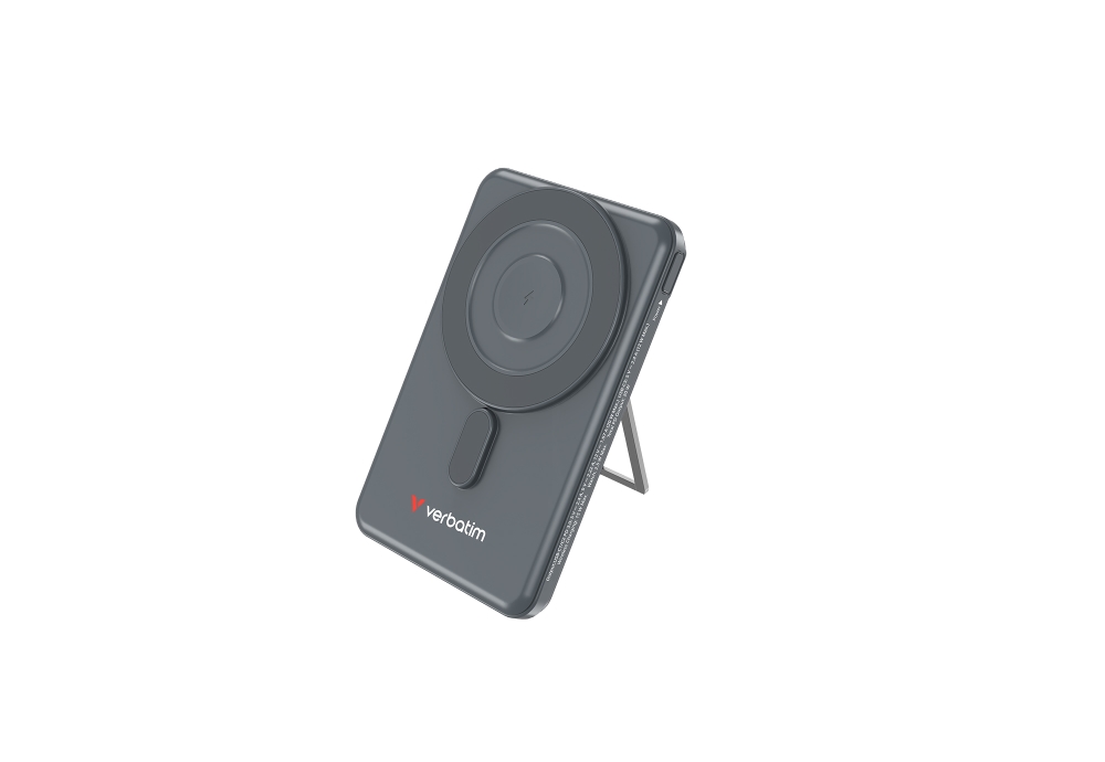 Verbatim Charge 'n' Go 2C Power Bank Magnetic Wireless 5000mAh with 2 USB-C Cables & Stand Grey
