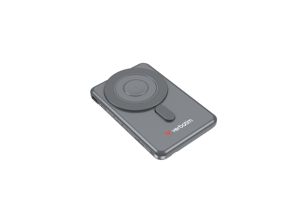 Verbatim Charge 'n' Go 2C Power Bank Magnetic Wireless 5000mAh with 2 USB-C Cables & Stand Grey