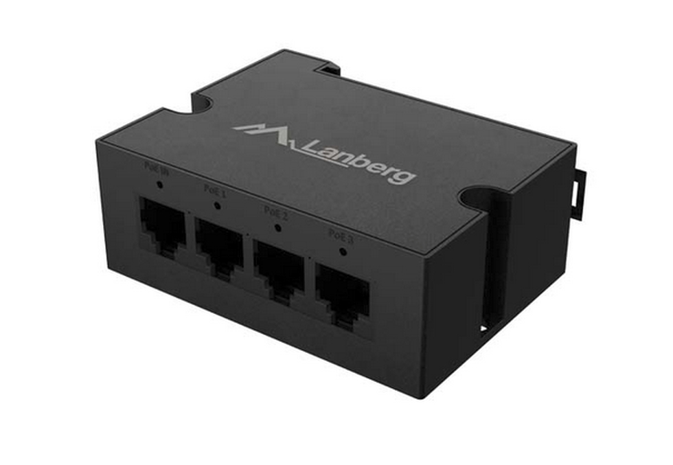 Lanberg Switch POE Extender DIN-GE4-BT-90W 1 x IN 3 x OUT Gigabit Ethernet DIN Rail BT 90W Metal Clips