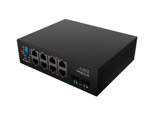 Lanberg Switch ILGE-8P-2S-120 POE 4 x BT 4 x AT 2 x SFP DIN Unmanagment Gigabit Ethernet