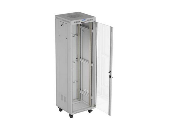 Lanberg Rack Cabinet 19" Free-Standing 42U/600X600 (FlAT Pack) With Glass Door LCD Grey V2