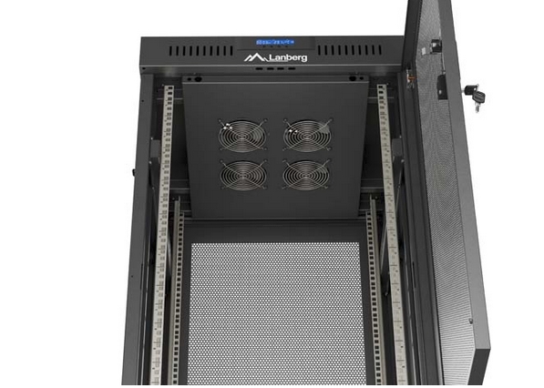 Lanberg Rack Cabinet 19" Free-Standing 24U/600X600 (FlAT Pack) With Mesh Door LCD Black V2